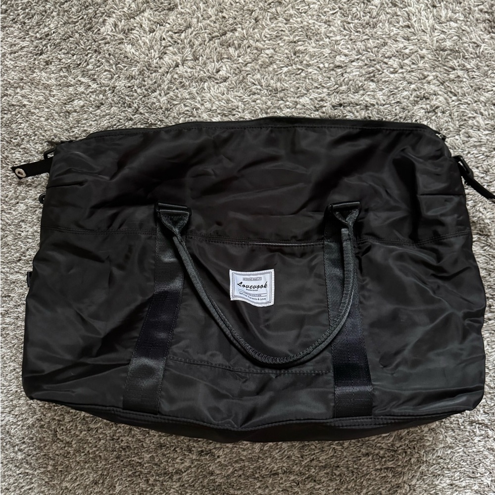 Black Nylon Travel Duffel Bag